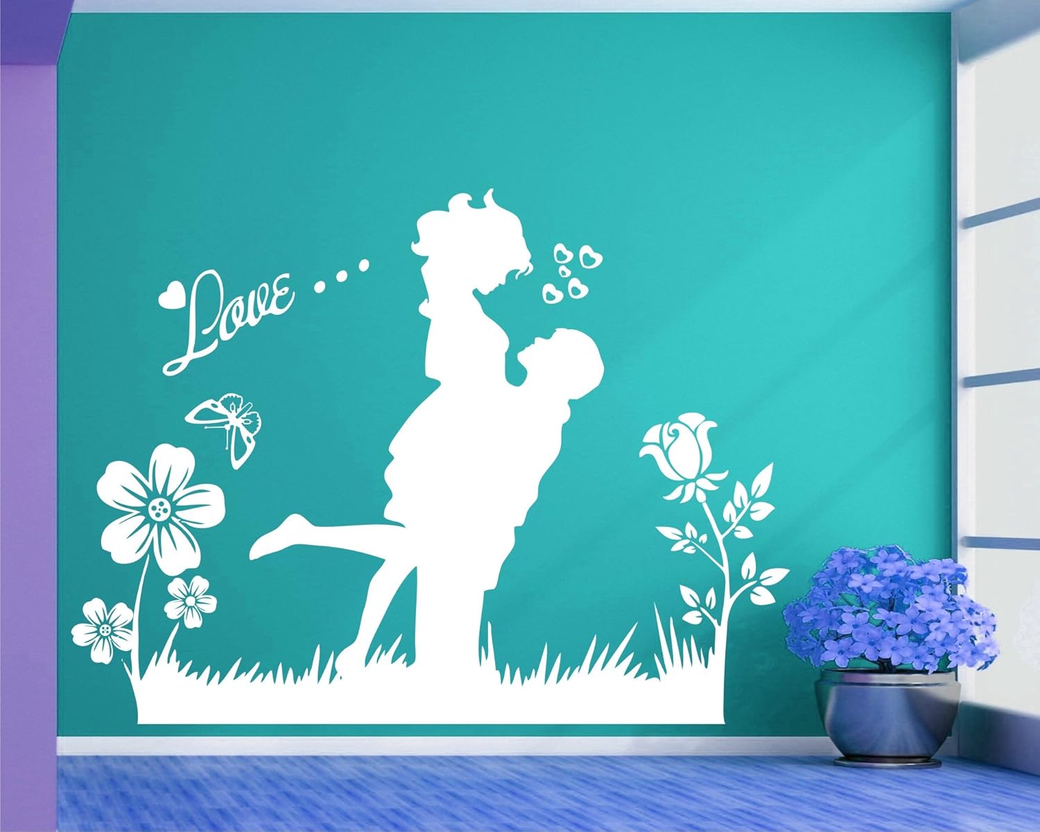 Heaven Decors Vinyl Lovely Couple Wall Sticker, 79 x 59 cm, White