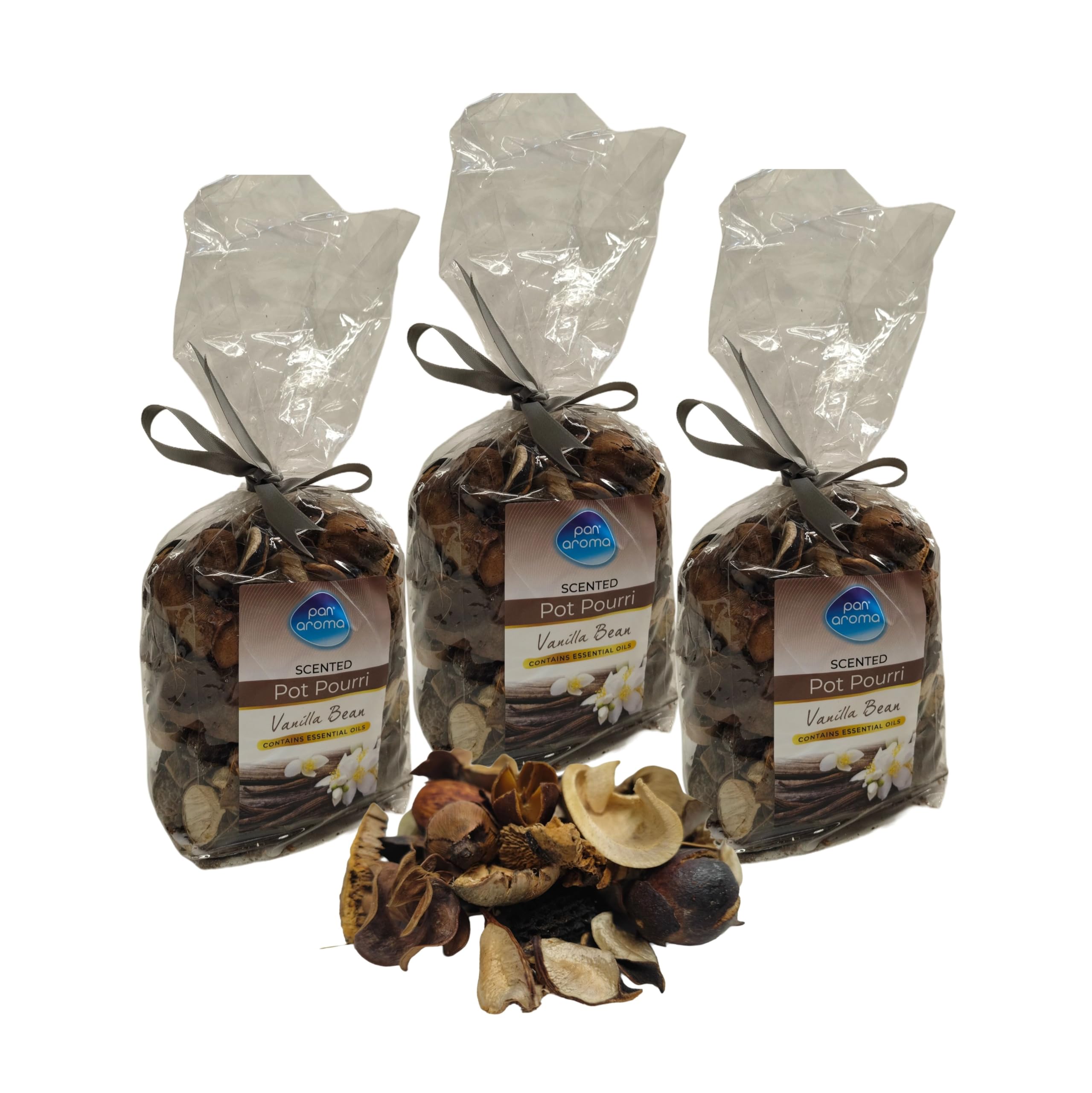 3 Bags of vanilla bean pot pourri - scented home botanicals - aromatic creamy vanilla scent - decorative home fragrance pot pourri -180g bag