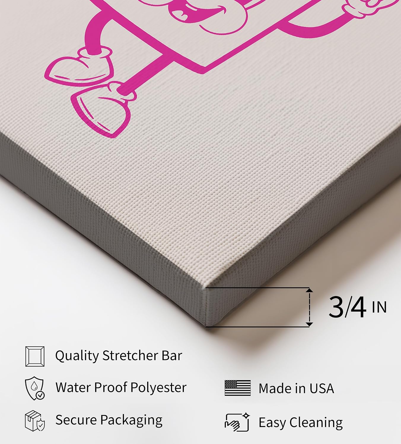 Poster Master Daily Reminder Canvas - Retro Drink Water Print - Health & Water Art - Pink Preppy Wall Design - Trendy & Funky Art - Kitchen or Dining Room Wall Decor - 8x10 STRETCHED Canvas