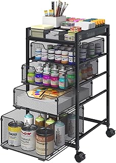 Rolling Utility Cart with 4 Drawers, Craft Organizer and Storage Carts w...
