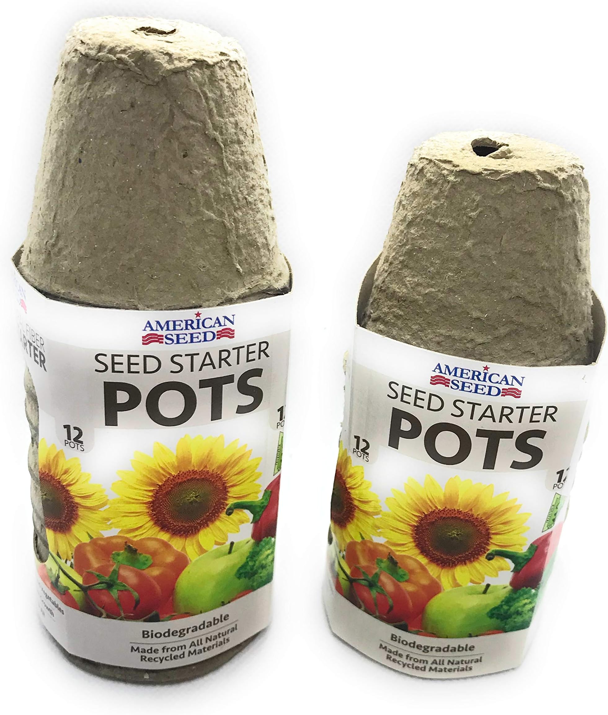 All Natura Fiber, Organic, Seed Starter Pots - 2 Sets of 12 for Total 24 Count