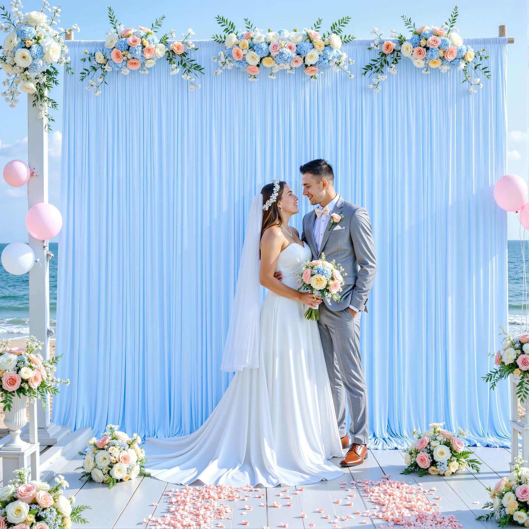 10ft x 7ft Baby Blue Backdrop Curtain for Baby Shower Parties Light Blue Wrinkle Free Backdrop Drapes Panels for Birthday Photo Gender Reveal