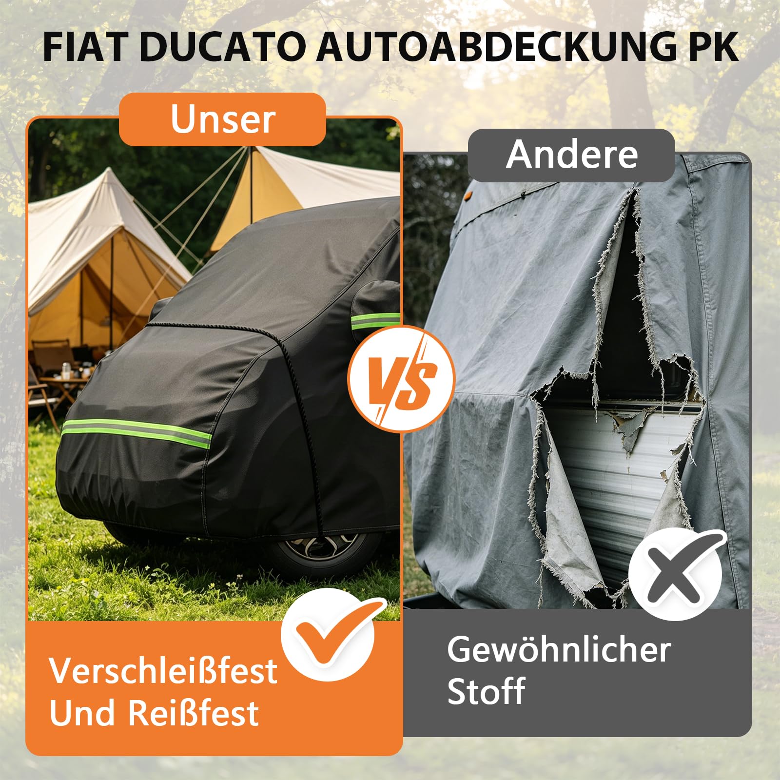 Autoabdeckung für FIAT Ducato 2006–2024, Vollgarage für FIAT Ducato, Doppelseitiges Reißverschlussdesign, Windfeste Befestigung, Schnee, Sonne und Staubschutz