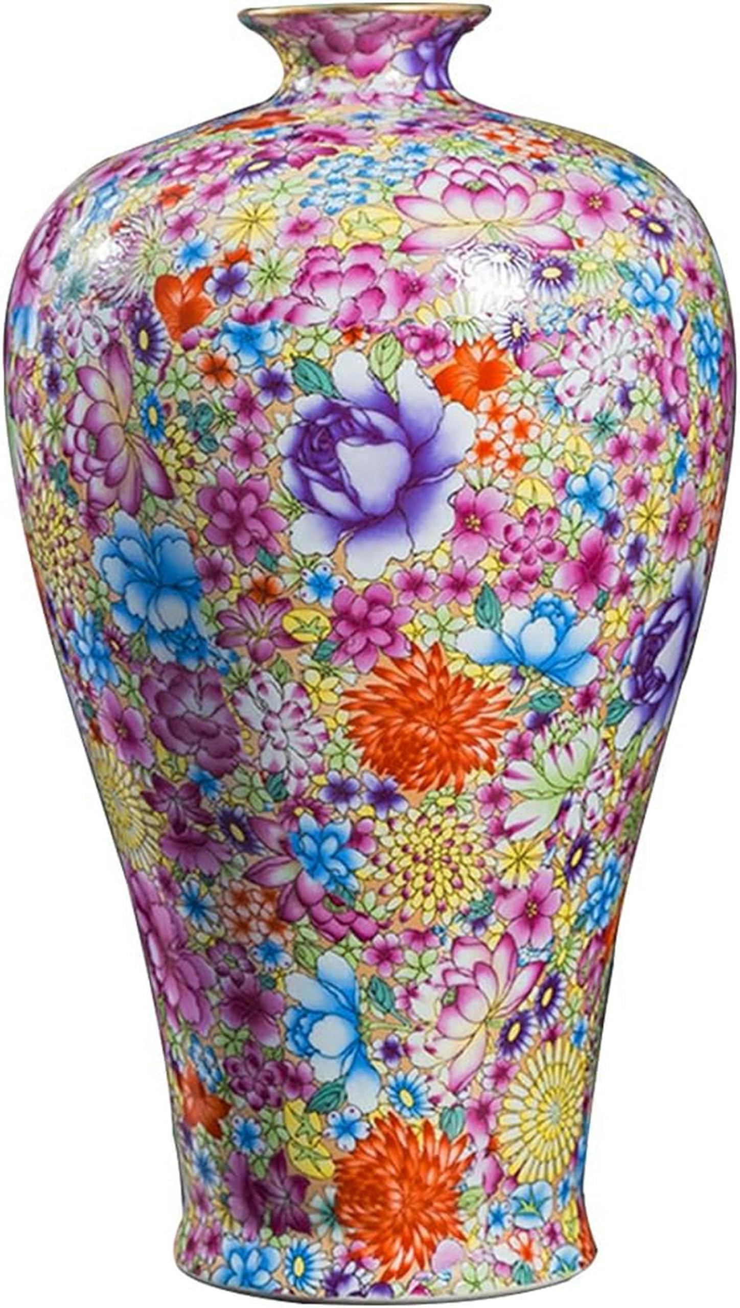 Vase antique chinois en porcelaine émaillée, pot de temple fait main de style traditionnel