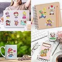 Vista 4 de PICNICFUN Kit de calcomanías de diamantes para niños, 24 piezas 5D DIY lindos personajes y animales de dibujos animados hechos a mano digital