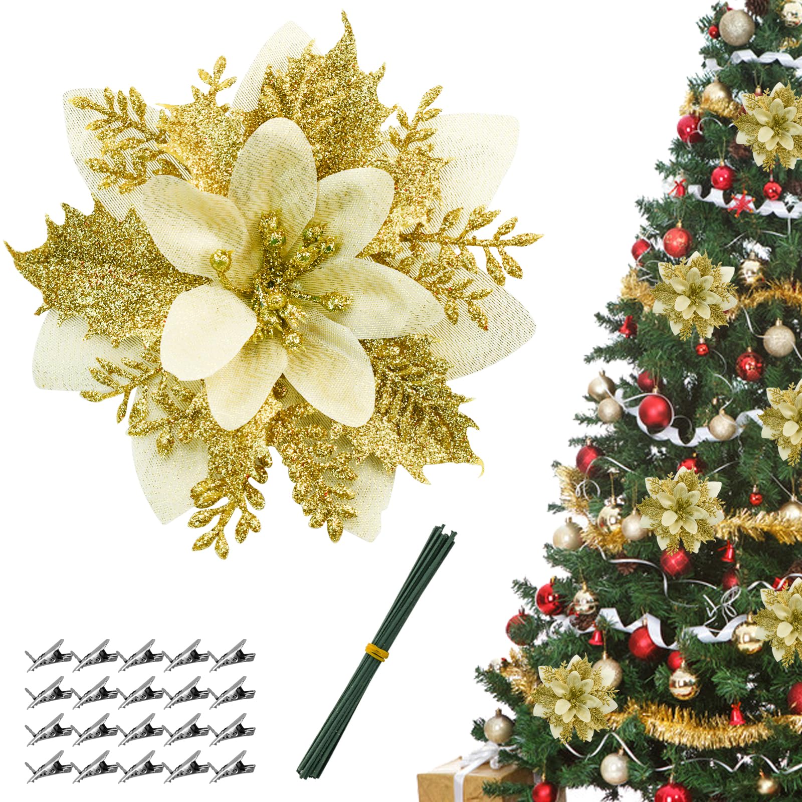 Amazon｜Bacucine クリスマス 造花 24個入り クリスマスツリー飾り