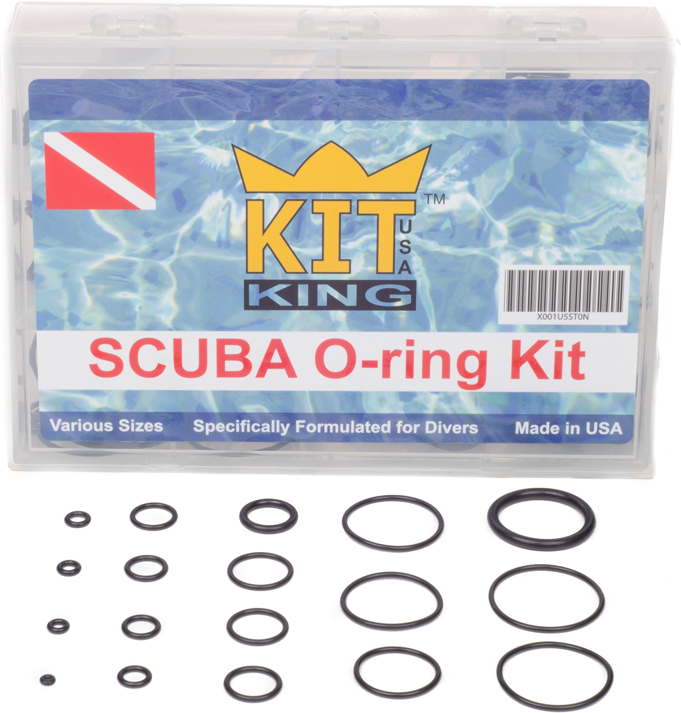 Scuba O-Ring Kit Deluxe 180 Piece Assortment Set, 18 Sizes, Fix The Following: Gauges Diving Regulator Hoses Tank Valve Inlet Outlet Second Stage Cameras & More, Buna-N, Orings Pack, Save A Dive
