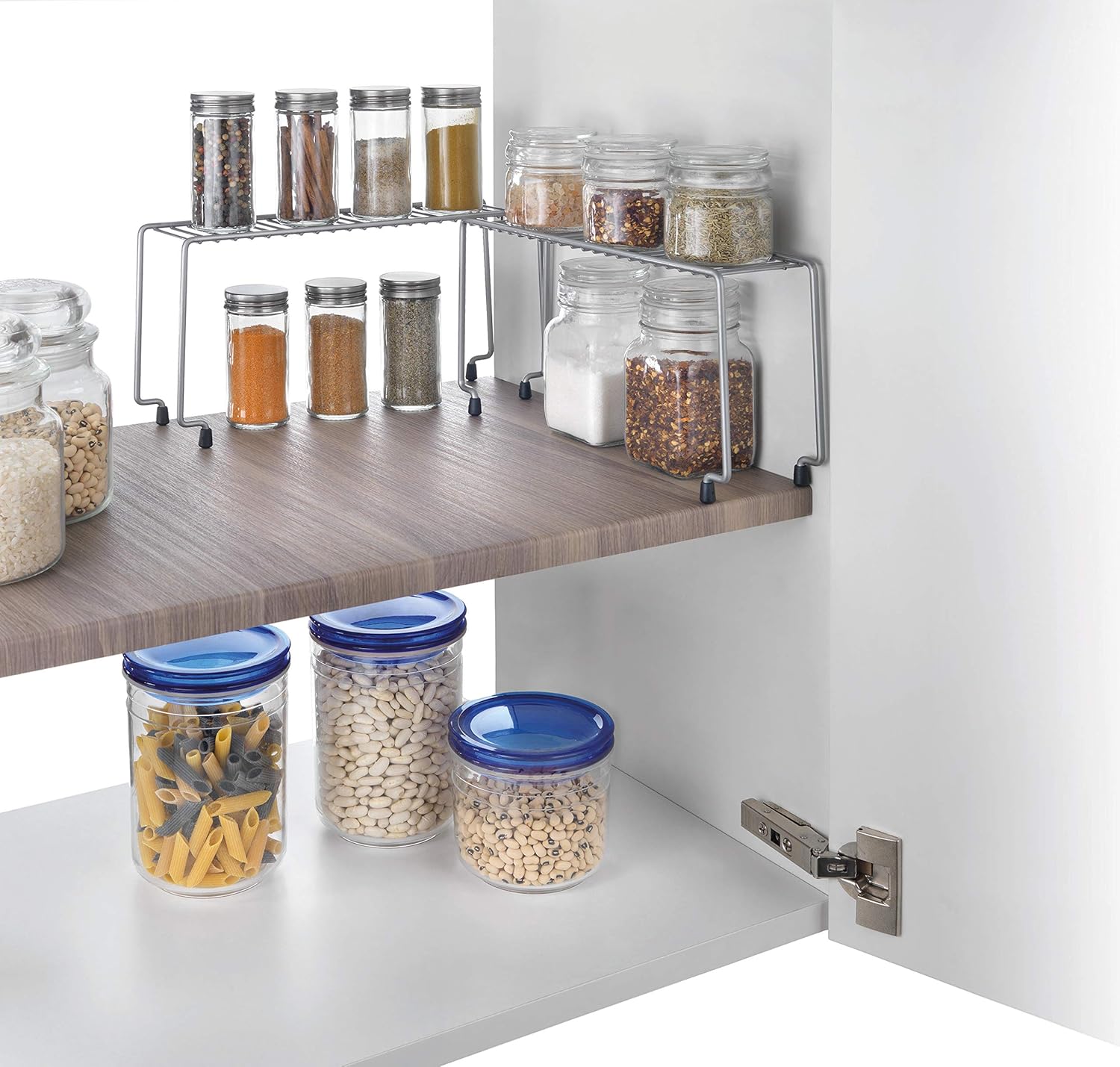 Metaltex Set of 2 Spice Shelves, Iron Wire, Metallized Grey, 29x14x7