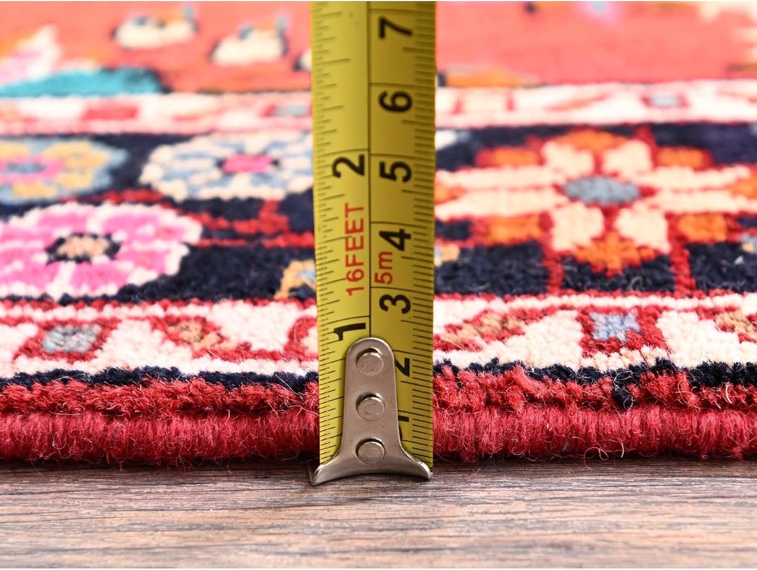 Hand Knotted Wool Oriental Runner Rug, Red Flower Design, 3'x9'4", Traditional Persian Style Hallway Carpet