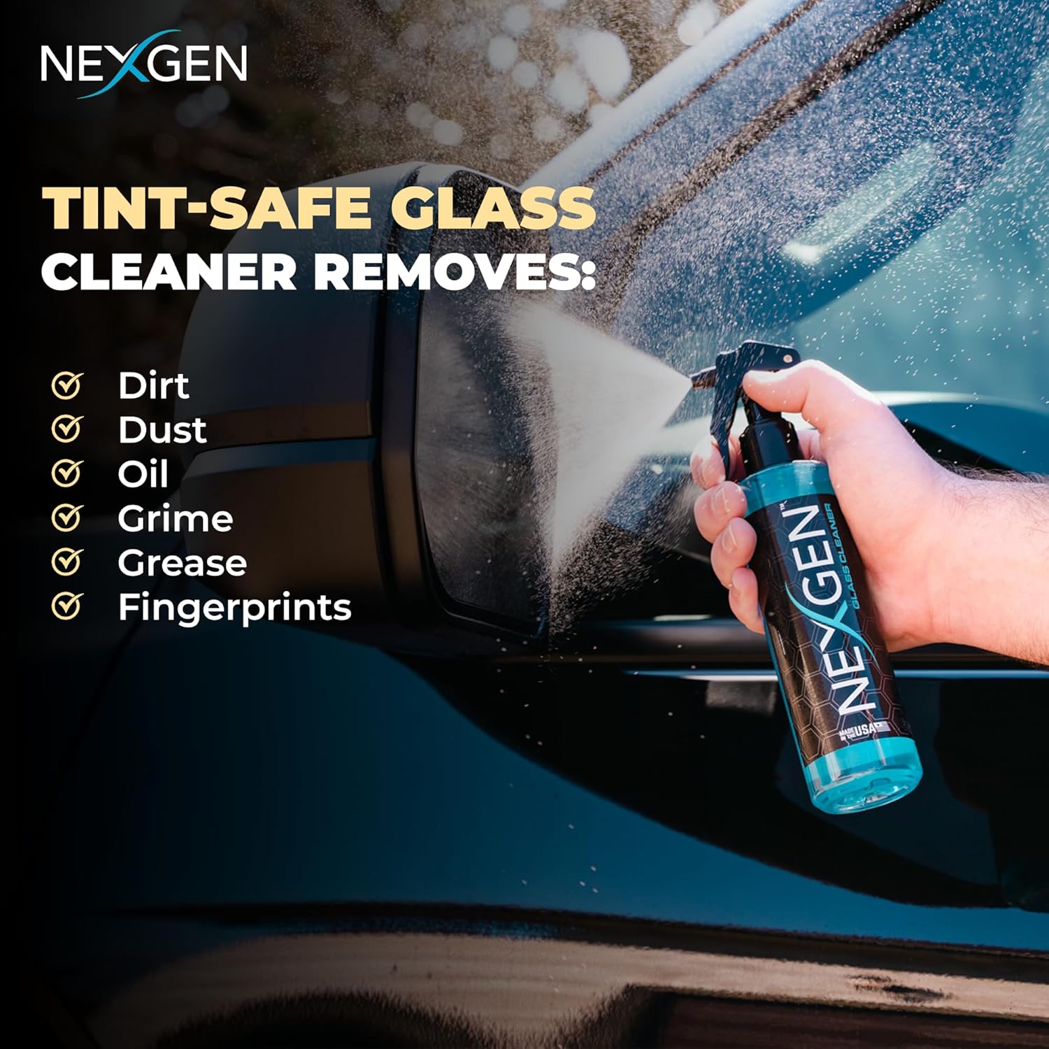 Nexgen Ultimate Glass Cleaner (16oz) - Streak-Free Shine - Removes Dirt, Grease & Grime - Instant Car Detailing - Car Cleaning Supplies - Ideal for Auto, Home, & Office Glass Surfaces