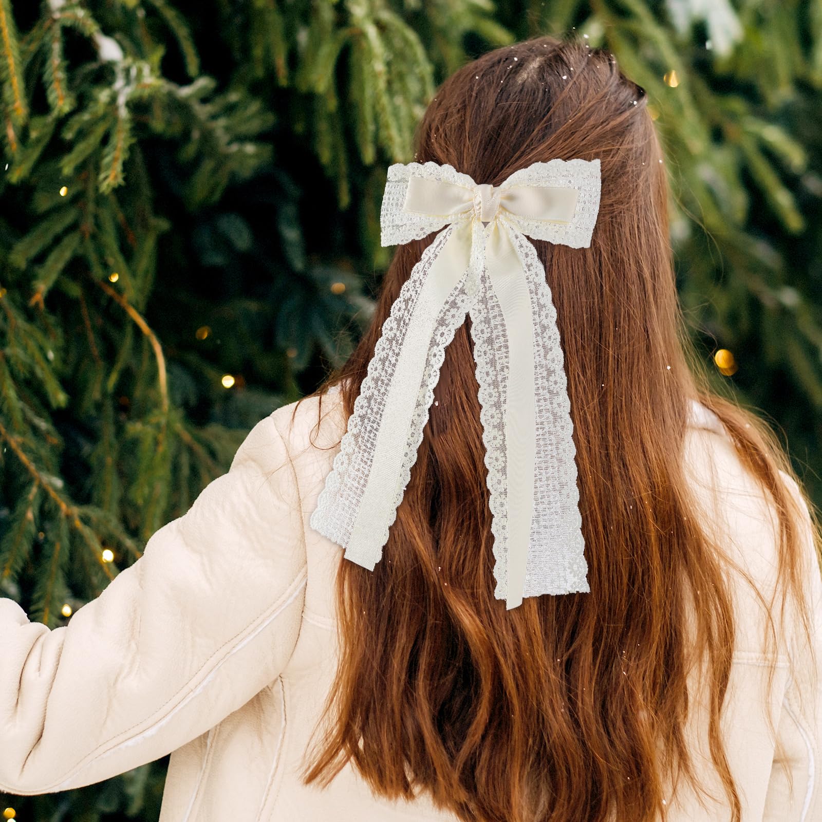 Amazon.com : Lace Hair Bow Clips for Women, Cottagecore Hair  display picture 1