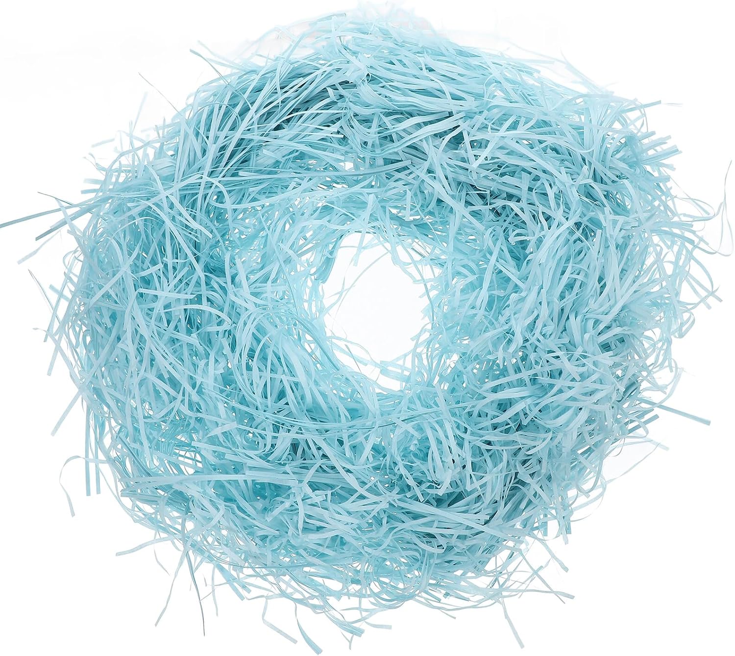 ROMISBABA Raffia Grass Paper Shreds 500g Sky Blue Crinkle Cut Packing Box Filler Paper Shredder for Box Stuffing and Basket Filling Supplies