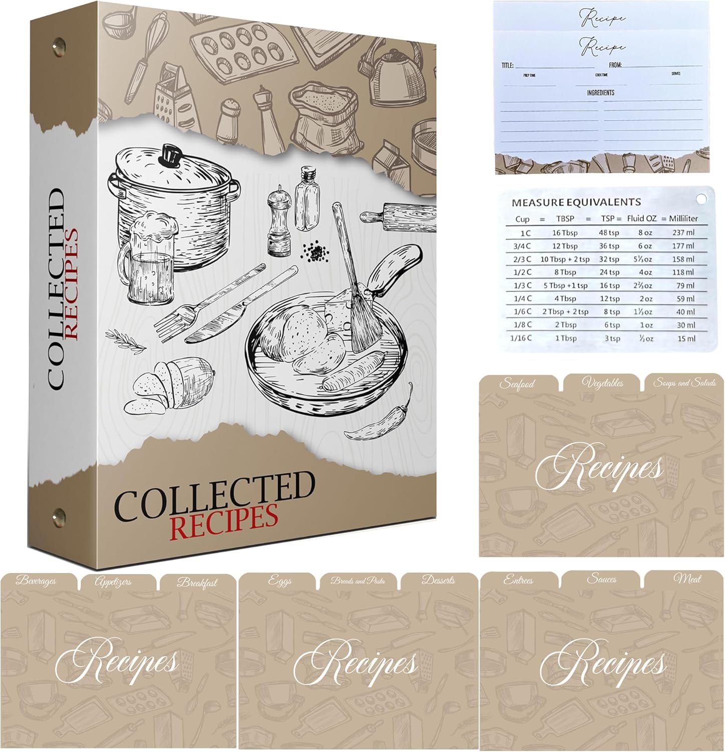 Recipe Binder with Conversion chart, Recipe Book
