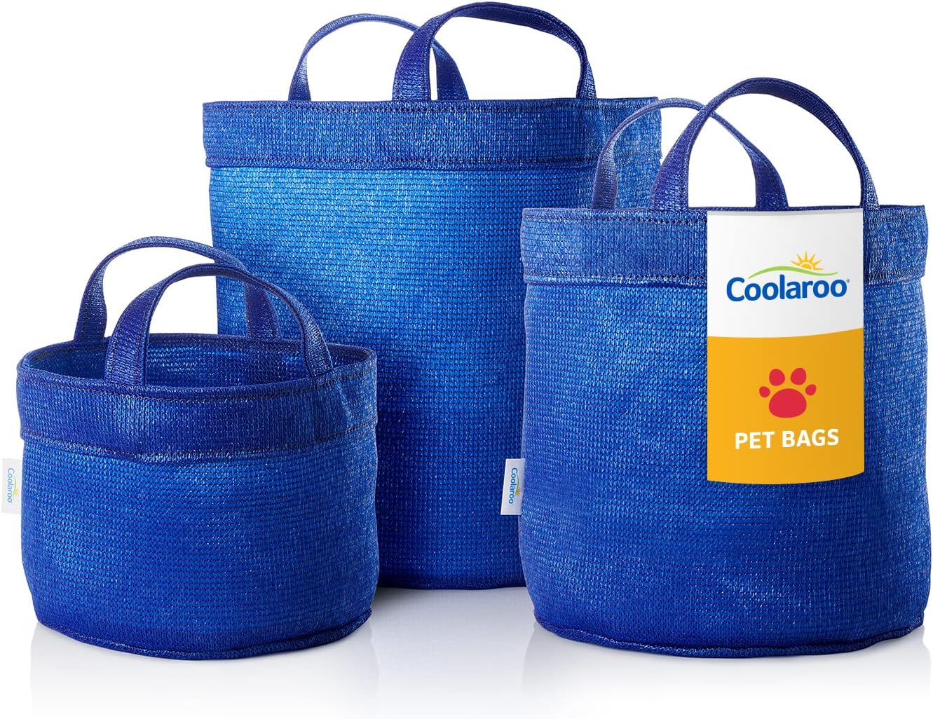 Coolaroo 3-Pack Small, Medium and Large Heavy Duty Dog Storage Toy Bin and Travel Food, Leash and Treats Bag, Aquatic Blue
