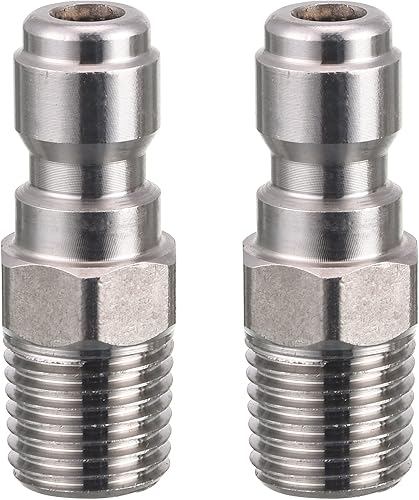 RIDGE WASHER Acopladores para lavadora a presión, enchufe de conexión rápida 14, ajuste NPT macho, 5000 PSI, paquete de 2 RIDGE WASHER Acopladores para lavadora a presión, enchufe de conexión rápida 14, ajuste NPT macho, 5000 PSI, paquete de 2