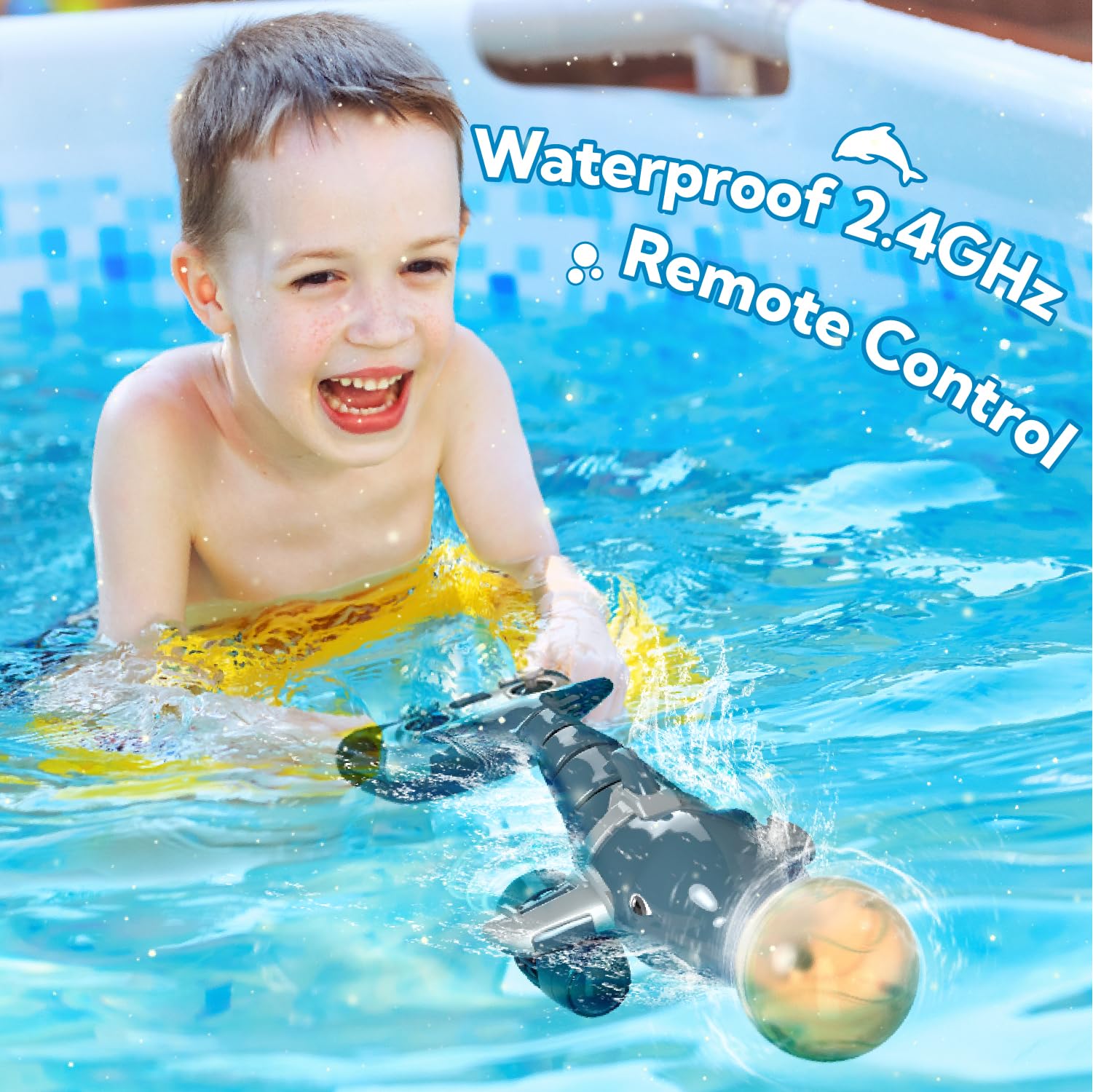 snookids Giocattolo delfino telecomandato, 2.4GHz simulazione delfino RC barca squalo telecomandato, bambini giocattolo d'acqua in estate vestito per ragazzi e ragazze