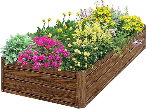 SnugNiture Galvanized Raised Garden Bed 8x4x1FT Outdoor Large Metal Planter
