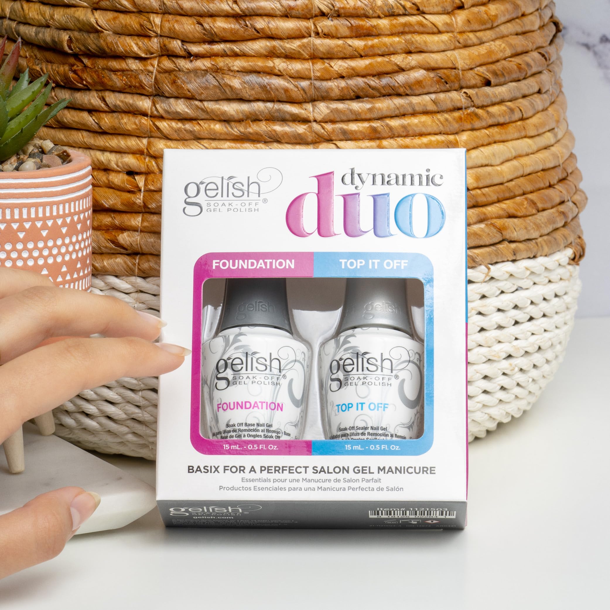 Gelish Top + Base Foundation Gel Soak Off Gel Polish 15ml 0.5oz Each