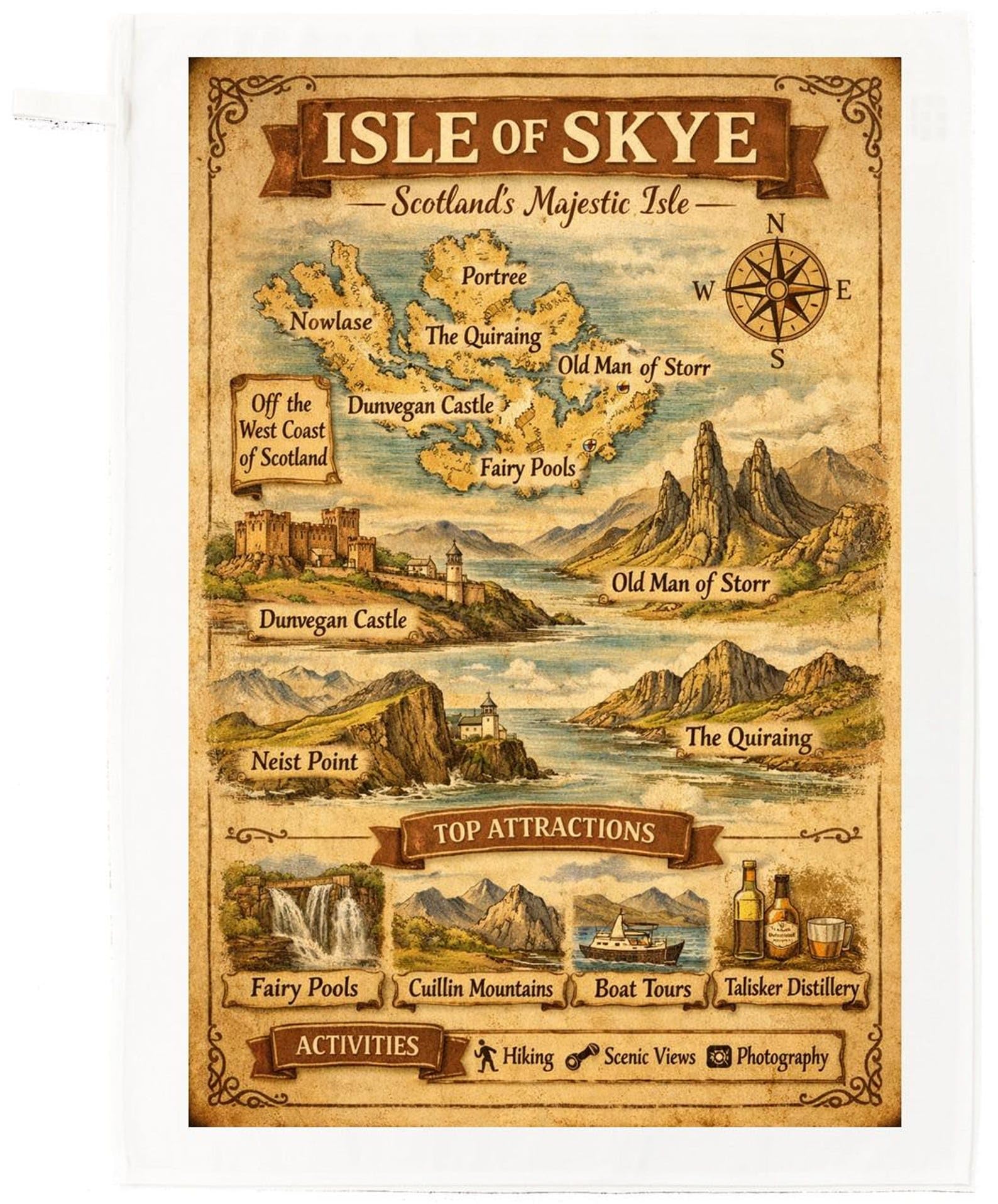 Isle of Skye Map Cotton Tea Towel