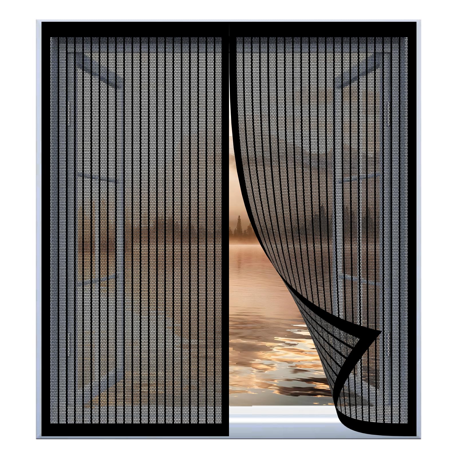 Moustiquaire porte fenetre magnetique 119 x 140 cm sans percer ecran anti insecte
