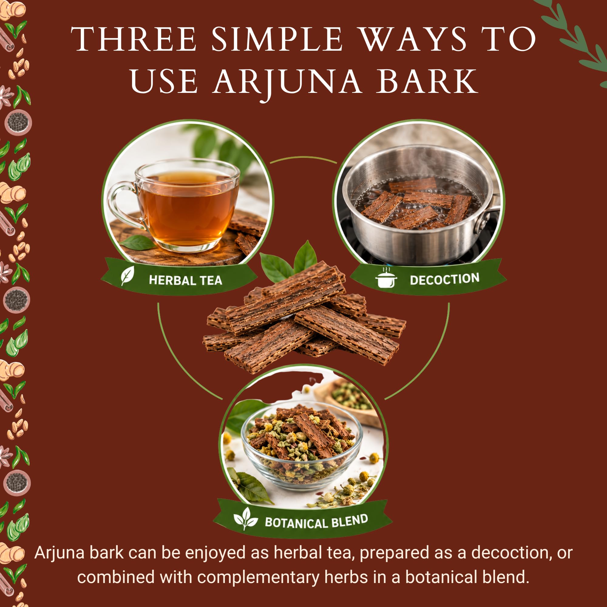 Pride Of India Arjuna Bark Whole 3.53 oz | Arjun Chaal Herbal Ingredient | Natural Terminalia Arjuna Bark for Herbal Tea, Decoctions & Botanical Blends | Vegan, Gluten-Free, Caffeine-Free — Amazon image 6