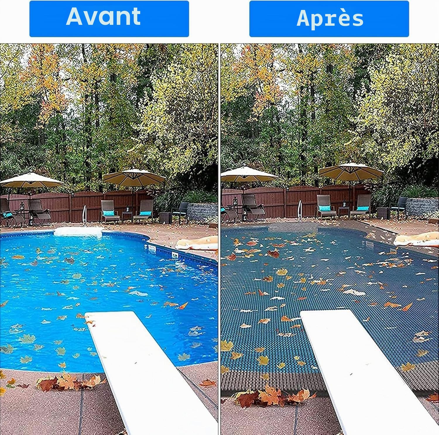 Filet Anti-Feuilles Piscine Rectangle,Bâche de Protection Piscines Enterrée et Hors-Sol, Couverture Piscine de Hivernage pour Extérieur avec Oeillets métalliques(3x6m(10 * 19.6ft))
