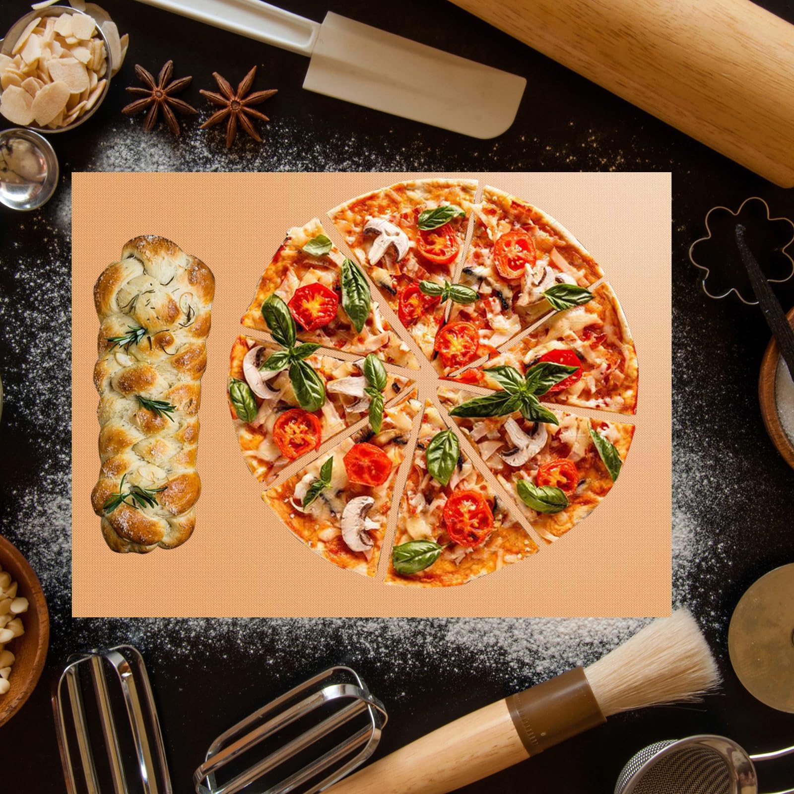 BBQ Grillmatte Roll, Zuschneidbare Grillmatten für Outdoor, Antihaft-Zubehör für Gas, Holzkohle, Elektrogrill (Kupfer)