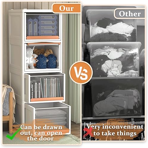 Miniatura 2 de oyenbboi Cajones de almacenamiento apilables, organizadores de armario de 15 cuartos de galón y contenedores de almacenamiento, contenedores de