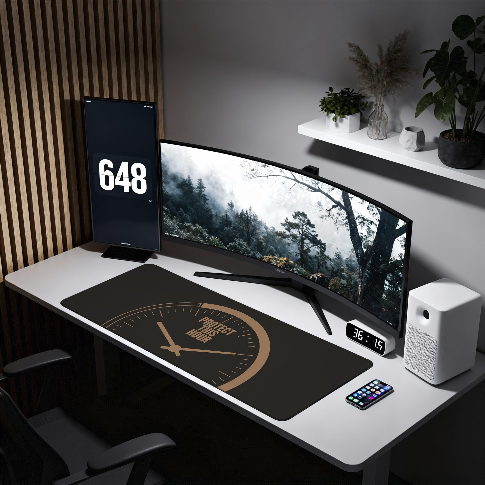 SoulAbiti Protect This Hour Gaming Mouse Pad, 36 x 16 Inch XXXL Extended Desk Mat for Keyboard & Mouse, Black Brown Productivity Deskpad, Non-Slip Rubber Base, Stitched Edges 4