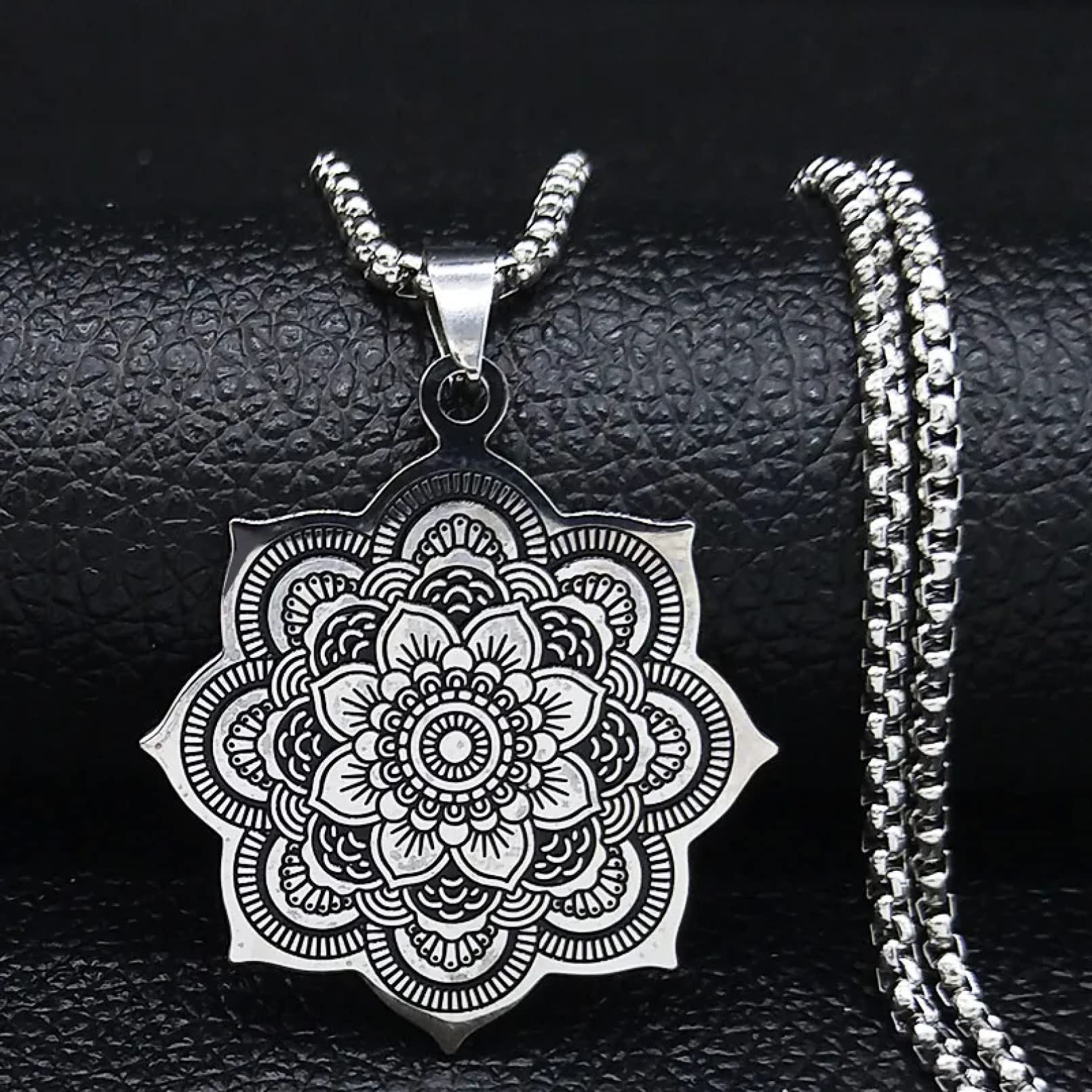 Necklace Pendant Mandala Flower of Life Datura Stramonium Necklace for Women Silver Color Necklaces Jewelry flower of Life Jewelry birthday gifts for women men