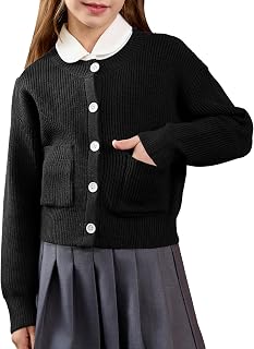 Girls Cardigan Sweater School Uniforms Toddler Long Sleeve Button Knit Solid Sweaters Tops
