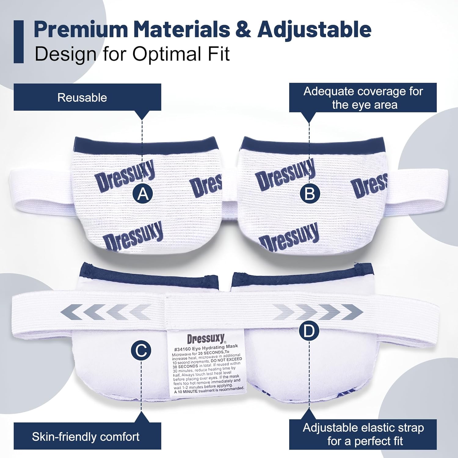 Heated Eye Mask & Microwavable Eye Compress | Gentle Steam Heat for Eye Comfort 1pc White - Image 3