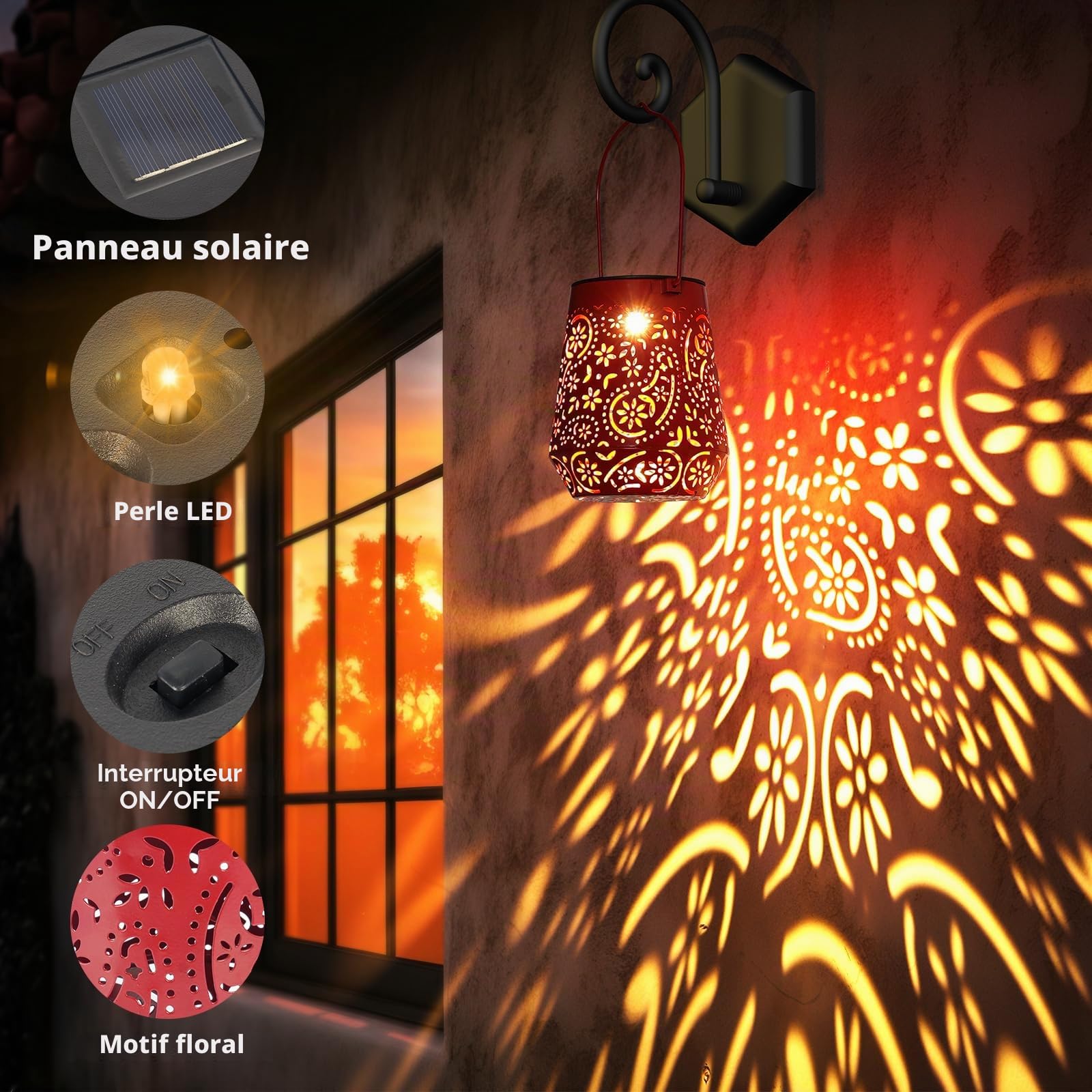 OxyLED Lanterne Solaire Exterieur Jardin IP44 Imperméable 4 Couleurs Lampe Solaire Decorative