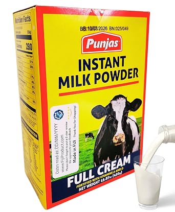 Whole Full Cream Instant Dry Milk Powder - Baking, Indian Sweets, Cooking, Drinks - Pasteurized, Non-GMO, Gluten-Free 450g Box Imported from FIJI Natural Goodness