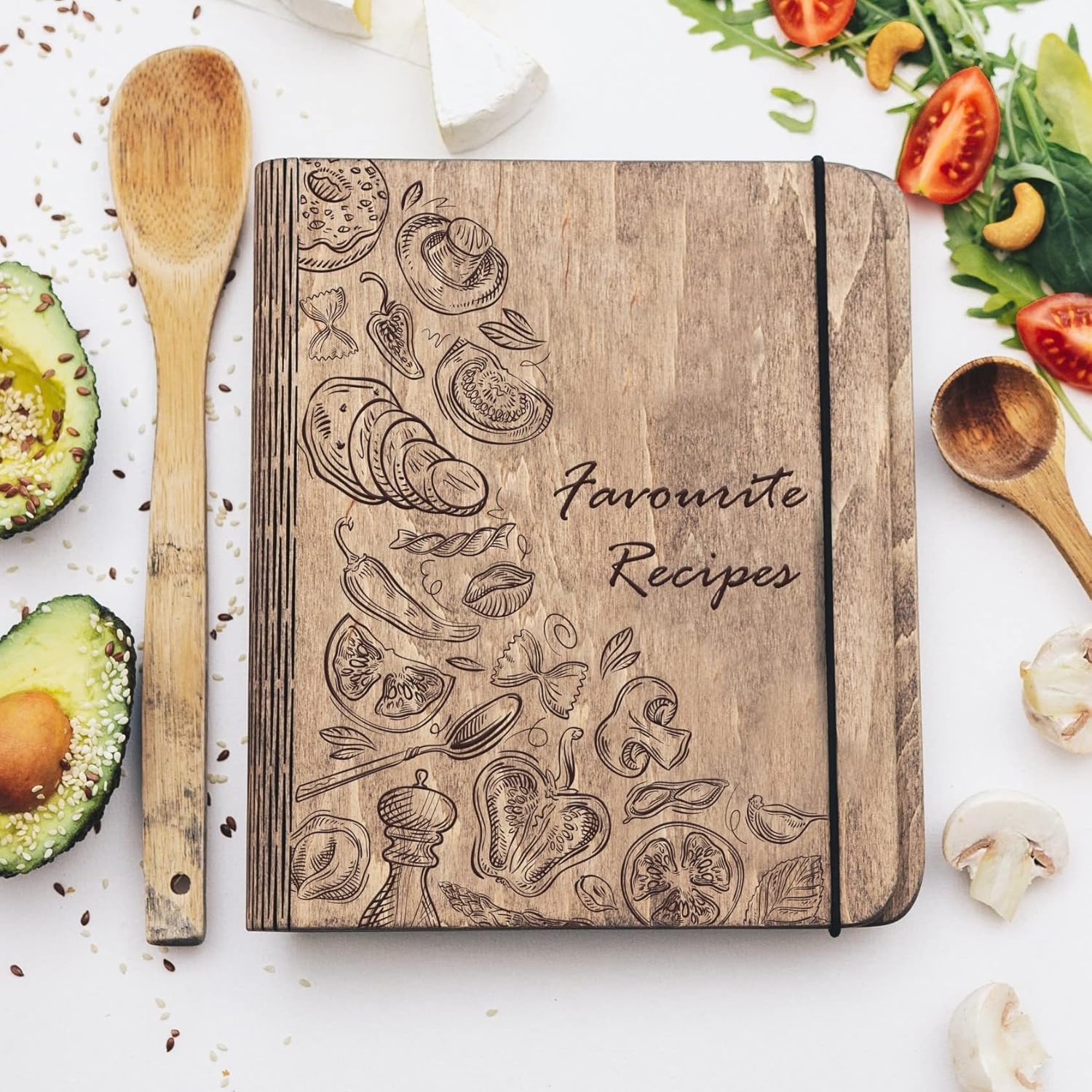 ENJOY THE WOOD Wooden Blank Recipe Book Binder