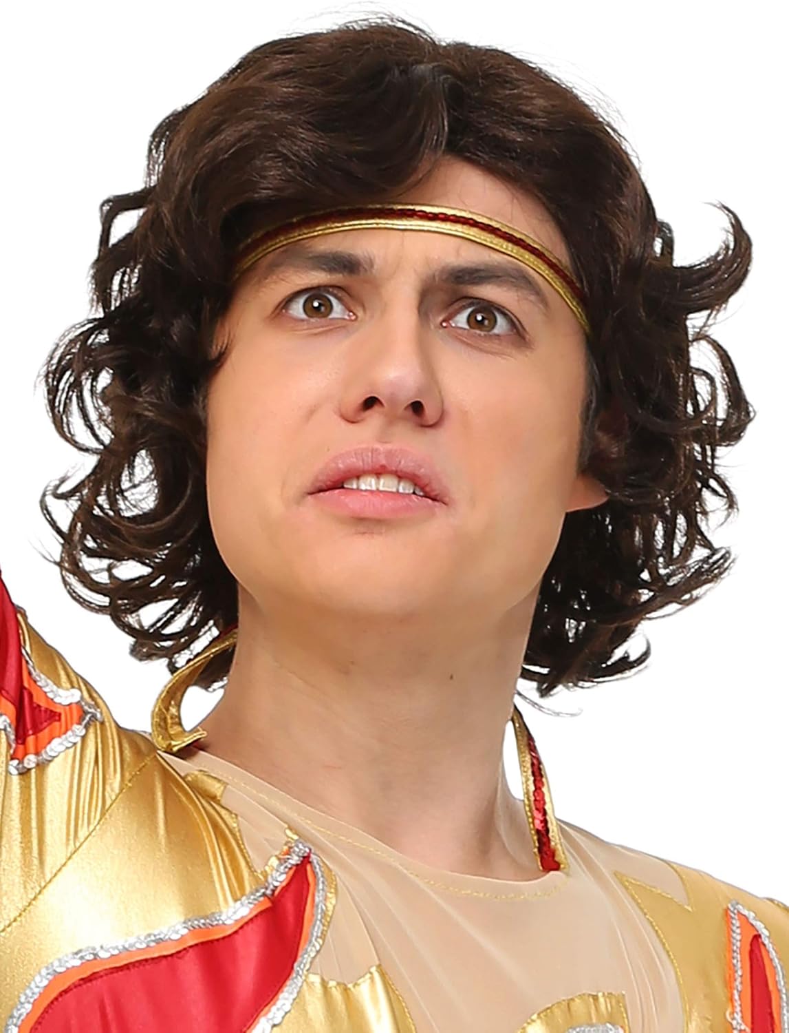 Blades of Glory Chazz Wig Costume - Wavy Brunette Hair, Mesh Cap, Officially Licensed