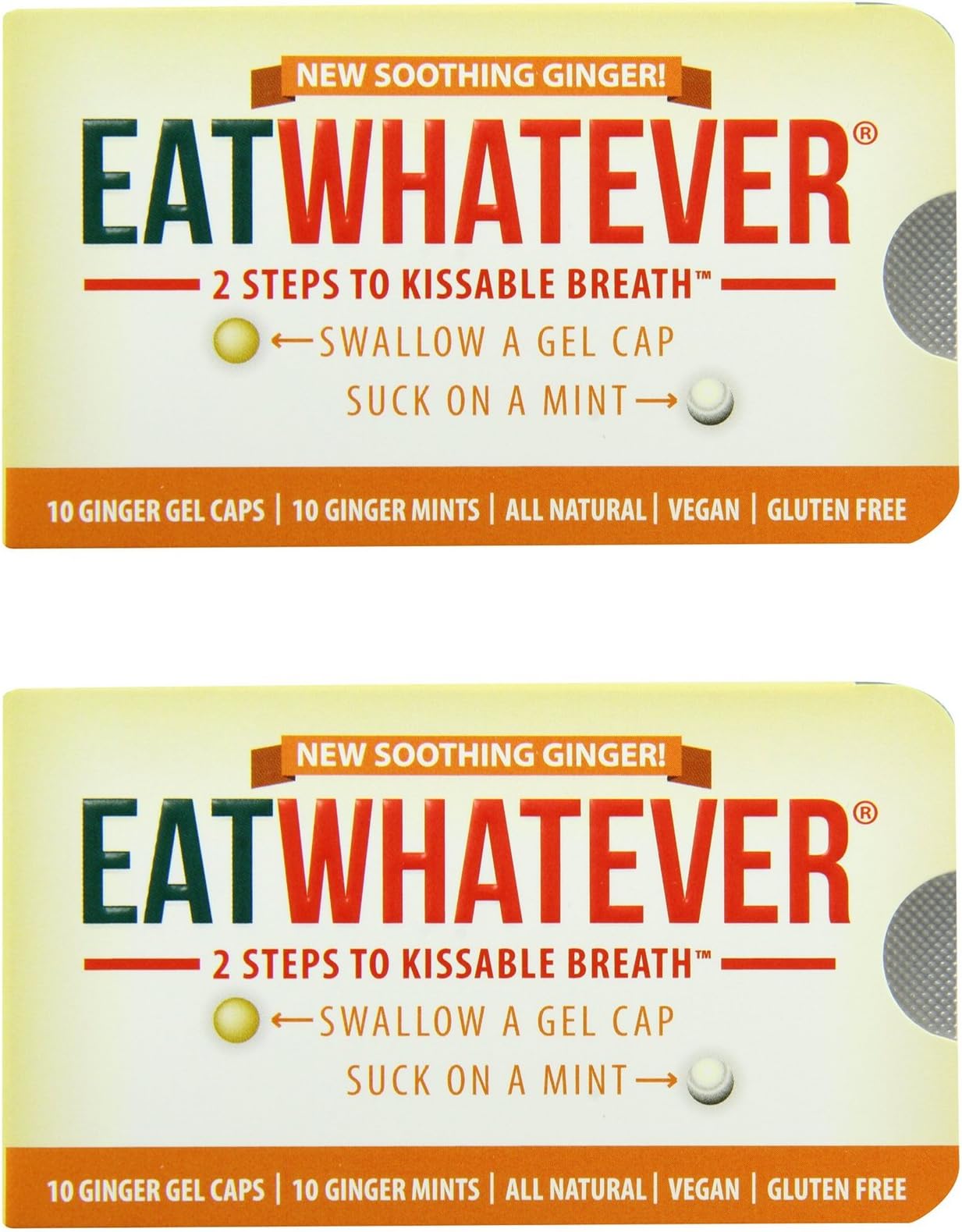 Eatwhatever 2 Step Ginger Breath Freshener 10 Gel Caps & 10 Mints (2 Boxes)