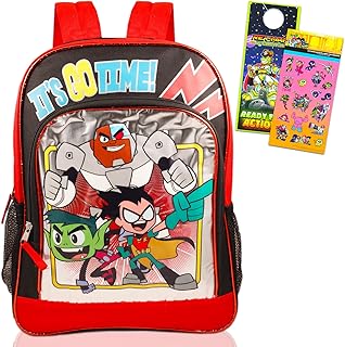 Teen Titans Backpack for Boys Set - Bundle with 16" Teen Titans Go Backpack, Stickers, More | Teen Titans Backpack for School