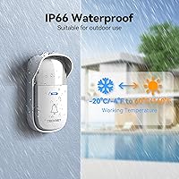 Vista 6 de TECKNET Self-Powered Wireless Doorbell Kit - Plug-Through Door Bell with RGB Light, 60 Chimes & 5 Volume Levels, IP66 Waterproof Classroom Doorbell