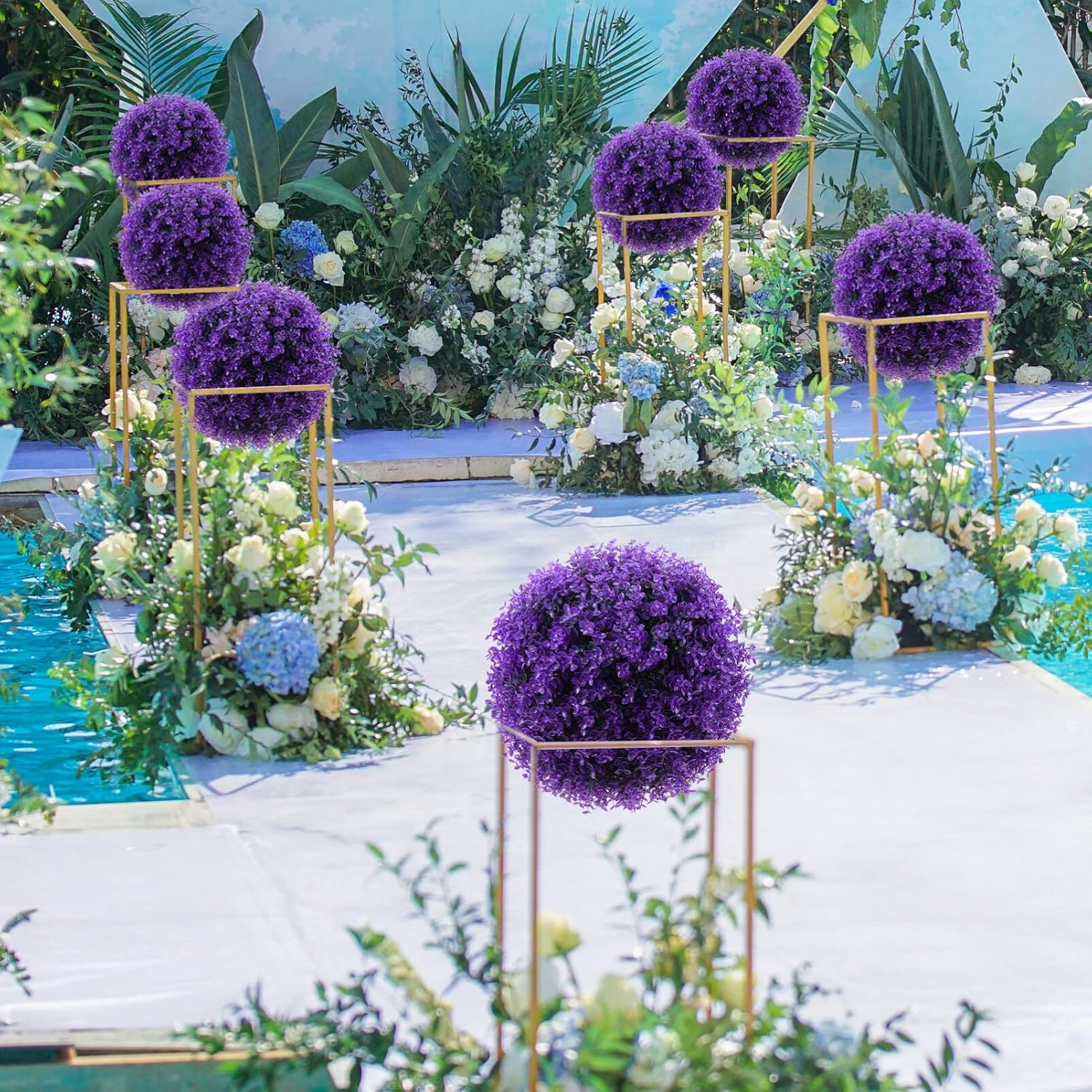 1pc Artificial Topiary Plant Ball Round Plastic Hanging Grass Plant Ball Decorative Faux Boxwood for Home Wedding Decor