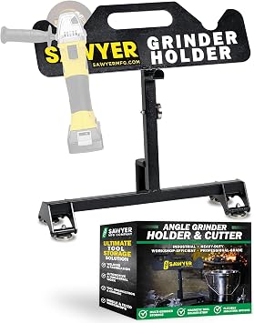 Sawyer Mfg Angle Grinder Holder & Cutter Adjustable Grinder Base Bracket with Durable Steel Construction, Multi-Functional Tool Organizer, and Magnetic Tool Holder Strip for Workshop Accessories