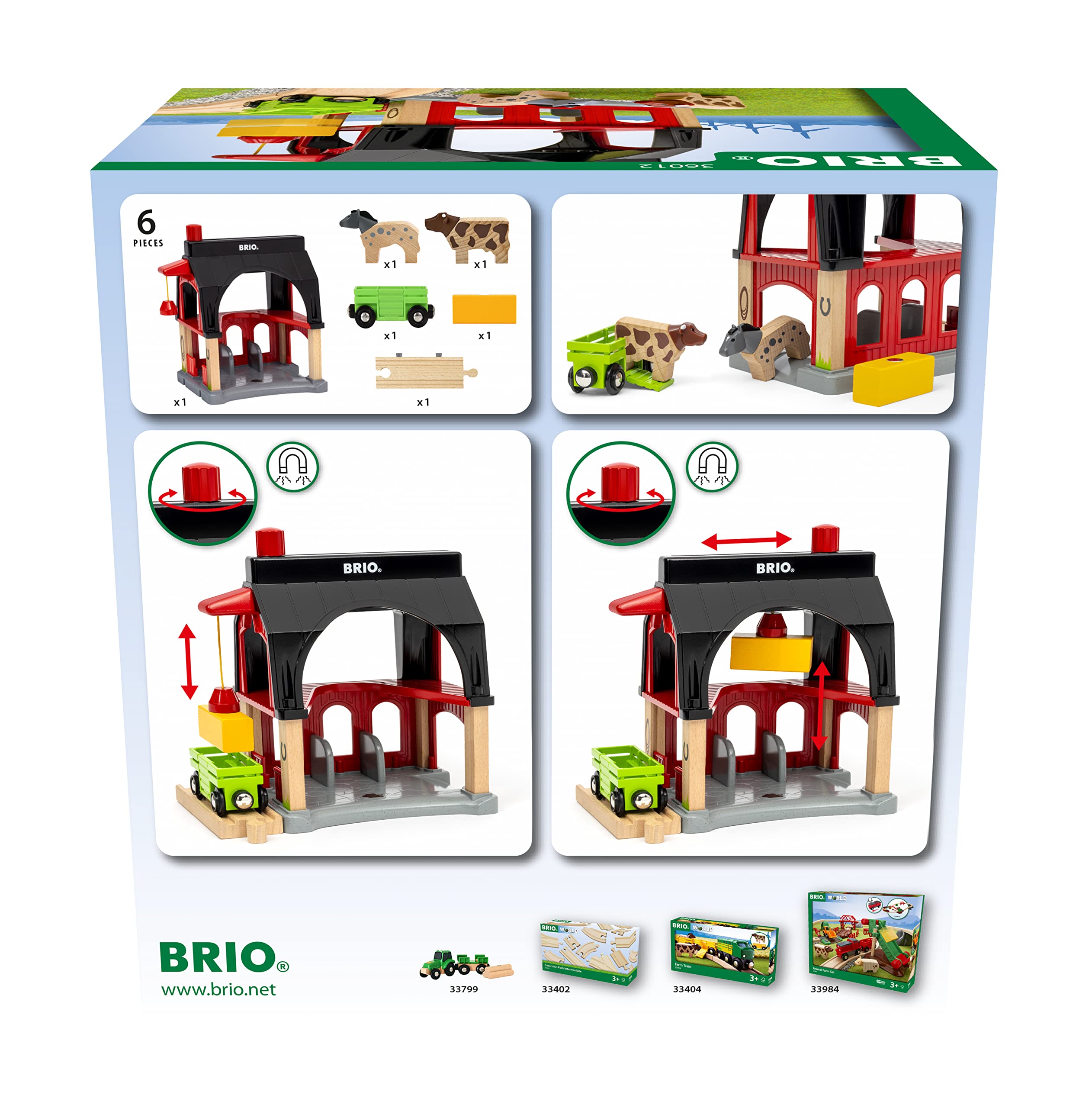 BRIO 36012 Tierscheune mit Heuwaggon - Zubehör zum Zugset für Kinder ab 3 Jahren