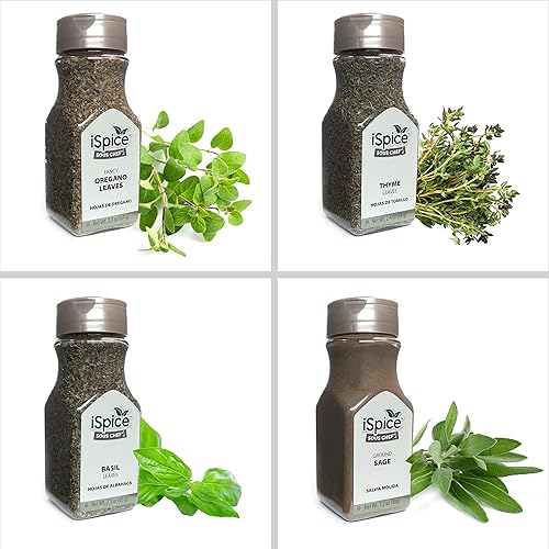 Miniatura 3 de iSpice Juego de especias con especias incluidas orégano, hojas de albahaca, romero, hojas de tomillo, salvia molida, pimienta de perejil de cayena,