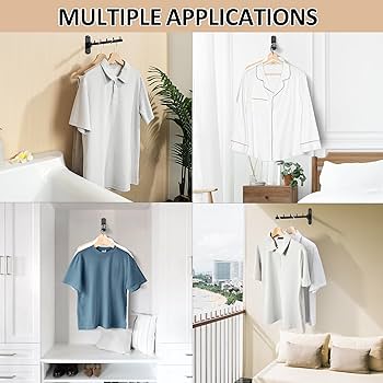 Mooche Wall Mounted Coat Rack Black, Left-Right Swivel Clothes Rail