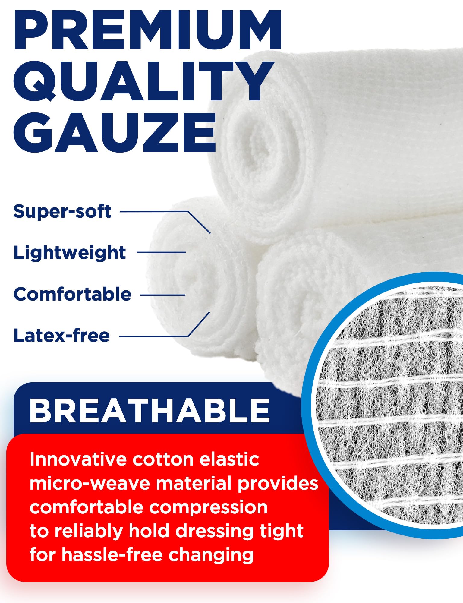 Medical Gauze Rolls – 24pk – 4" x4.1yd – Soft and Breathable Gauze Bandage — Amazon image 3