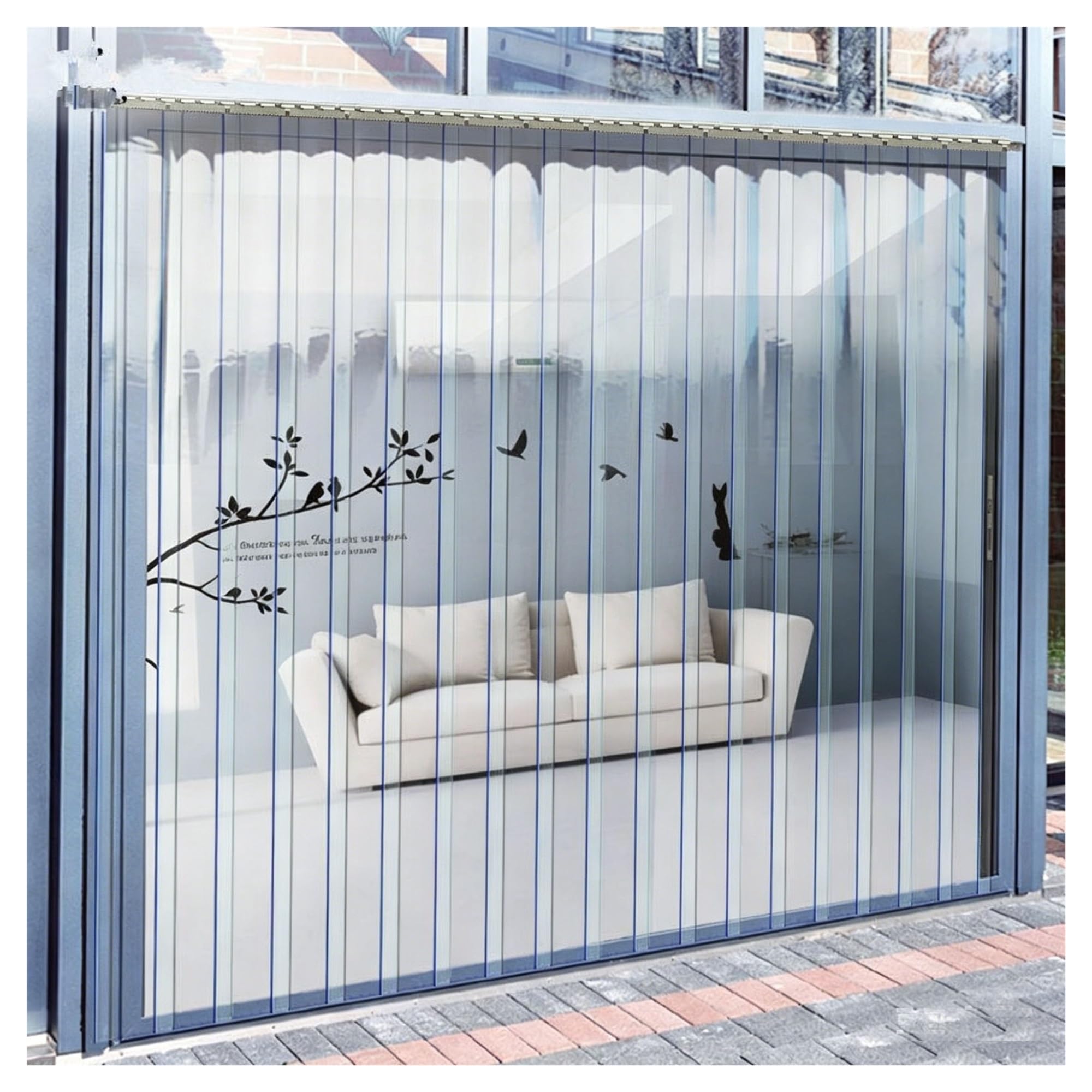 Rideau PVC Rideaux Plastique ExtéRieur Panneau PVC Exterieur Store Vertical Pour Entrepôts, Garages, Supermarchés, Abris Pour Animaux, Congélateurs Et Chambres Froides(0.9x2.75m/2.95x9.02ft)