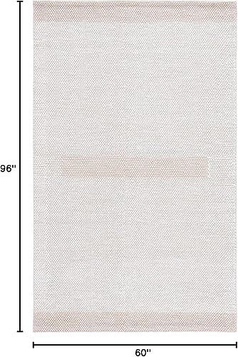 Miniatura 8 de SAFAVIEH Natura Collection - Alfombra de área de 5 x 8 pies, marfil y beige, tejido plano hecho a mano, lana de rayas modernas, ideal para zonas de