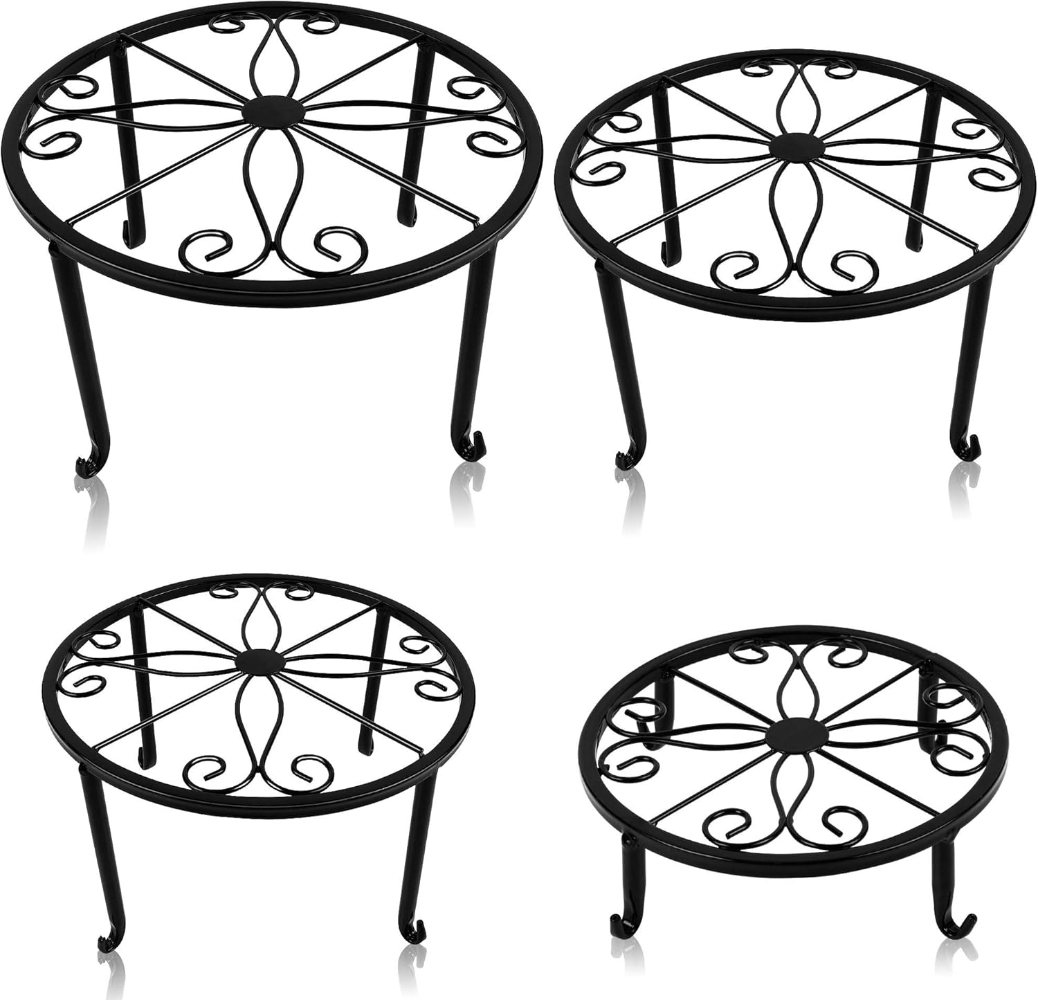 yosager 4 Pack Metal Plant Stands for Flower Pot, Heavy Duty Potted Holder, Indoor Outdoor Metal Rustproof Iron Garden Container Round Supports Rack for Planter : Patio, Lawn & Garden