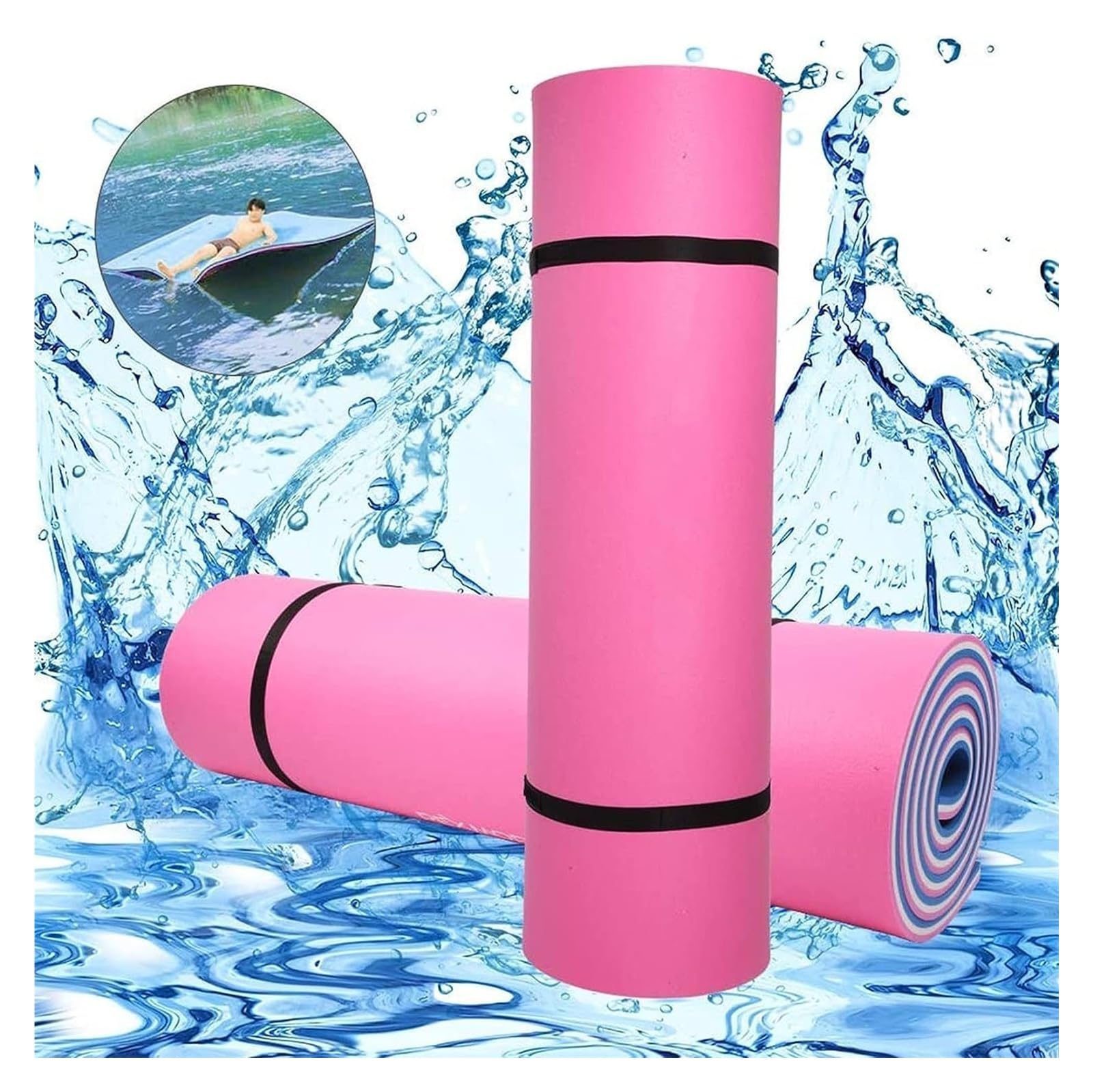 Tappetino Galleggiante per Acqua, Materassino Galleggiante in Schiuma for Adulti attività acquatiche Piscina, Lago, Mare for Un Divertimento illimitato(Pink,2.7mx1.3mx3.3cm)