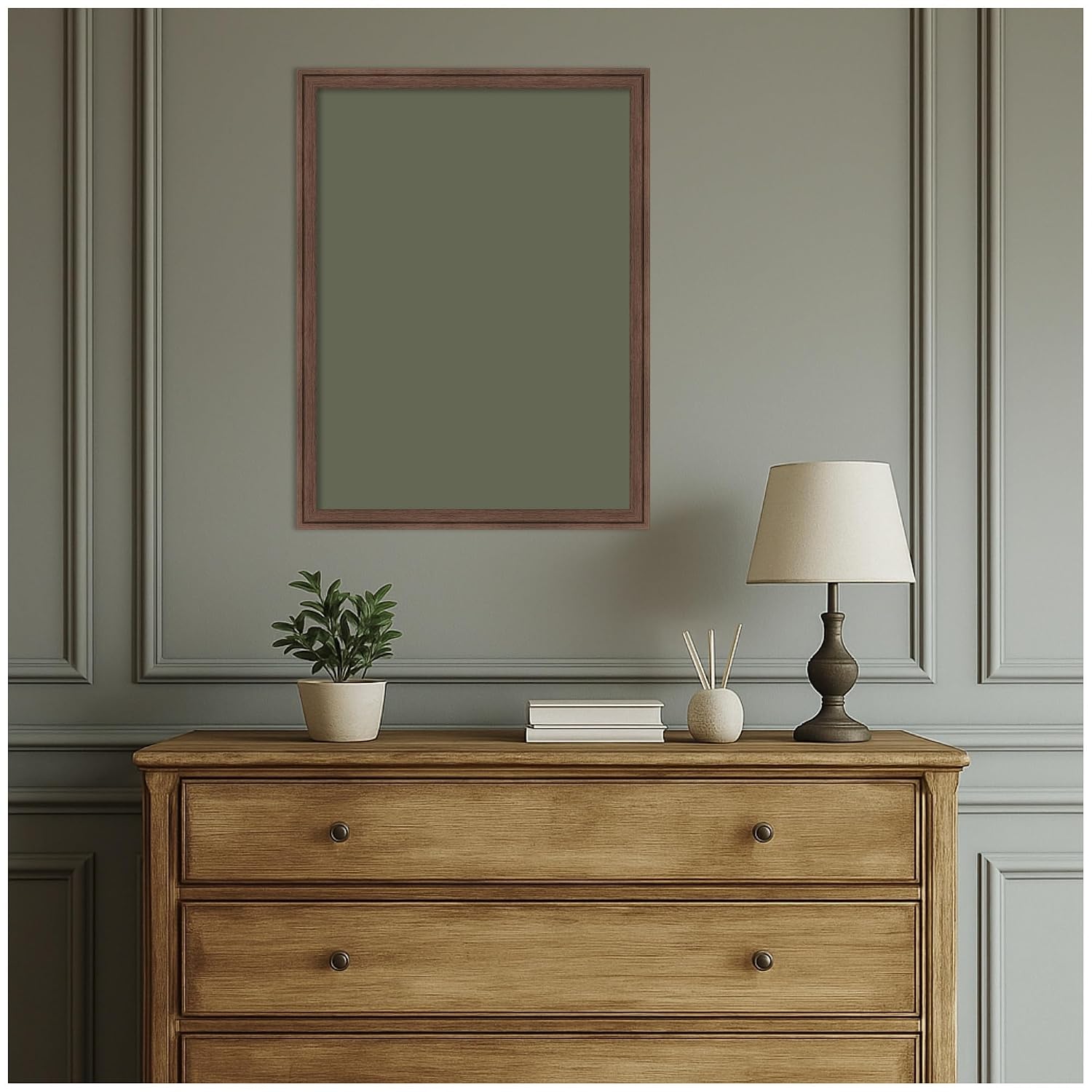 Kate and Laurel Framed Fabric Pinboard 20 x 26, Printed Linen Classic Bulletin Board for Use as a Vision Board or Wall Organization, Florence Medium Brown Frame